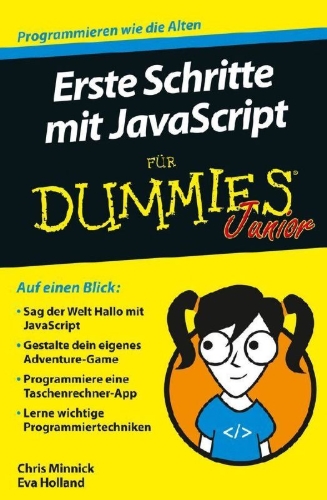 Buchcover und Innenansicht für das Buch: Erste Schritte mit JavaScript für Dummies Junior