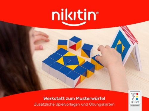 Buchcover und Innenansicht für das Buch: Das Nikitin Material. N1 Musterwürfel: Werkstatt Übungskarten und Spielvorlagen zum Musterwürfel