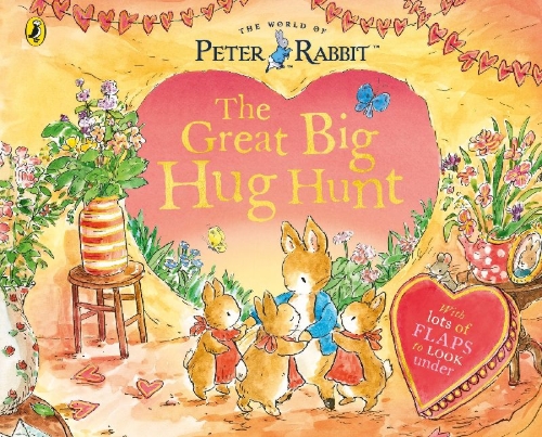 Buchcover und Innenansicht für das Buch: Peter Rabbit: The Great Big Hug Hunt