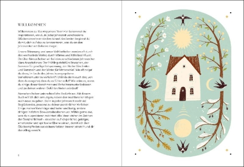Buchcover und Innenansicht für das Buch: The Happiness Year: How to Find Joy in Every Season