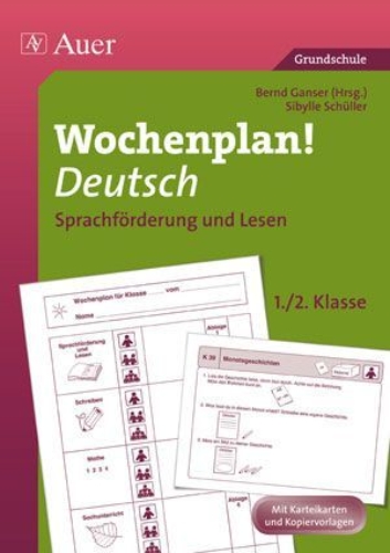 Buchcover und Innenansicht für das Buch: Wochenplan Deutsch, Sprachförderung/Lesen 1-2