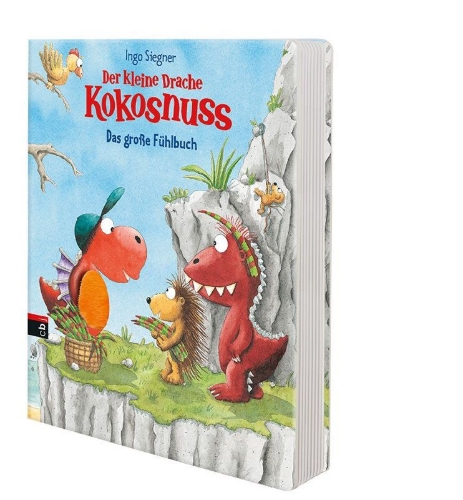Buchcover und Innenansicht für das Buch: Der kleine Drache Kokosnuss - Das große Fühlbuch