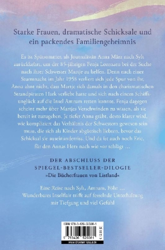 Buchcover und Innenansicht für das Buch: Die Bücherfrauen von Listland. Der Duft des Strandhafers