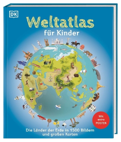 Buchcover und Innenansicht für das Buch: Weltatlas für Kinder