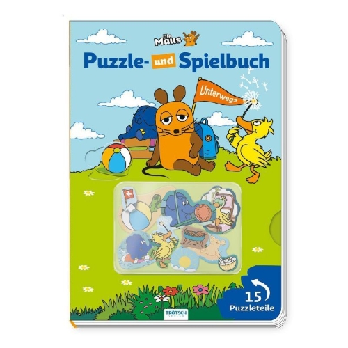 Buchcover und Innenansicht für das Buch: Trötsch Die Maus Puzzle- und Spielbuch