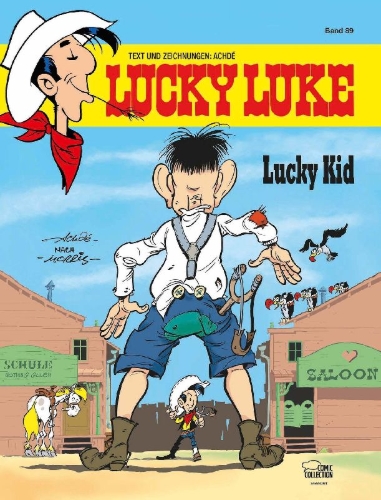 Buchcover und Innenansicht für das Buch: Les Aventures de Kid Lucky d'après Morris 1: L'apprenti cow-boy