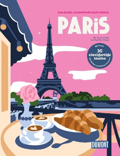 Buchcover und Innenansicht für das Buch: Paris - Das große Ausmalbuch nach Zahlen
