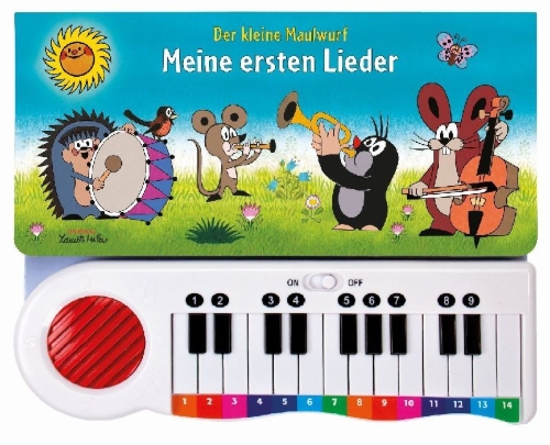 Buchcover und Innenansicht für das Buch: Trötsch Der kleine Maulwurf Klavierbuch Meine ersten Lieder