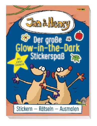 Buchcover und Innenansicht für das Buch: Jan & Henry: Der große Glow-in-the-Dark-Stickerspaß