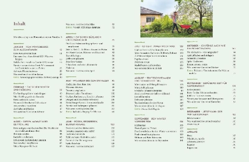 Buchcover und Innenansicht für das Buch: 12 Monate Gemüse ernten