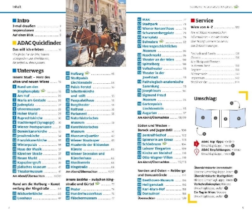 Buchcover und Innenansicht für das Buch: ADAC Reiseführer Wien