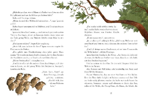 Buchcover und Innenansicht für das Buch: Willkommen im Zoo - Ein neues Zuhause für Ignaz Pfefferminz Igel