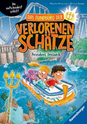 Buchcover und Innenansicht für das Buch: Das Fundbüro der verlorenen Schätze - Poseidons Dreizack