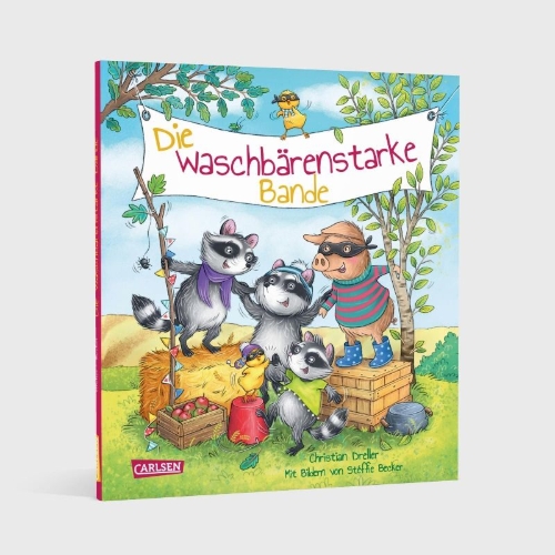 Buchcover und Innenansicht für das Buch: Die waschbärenstarke Bande
