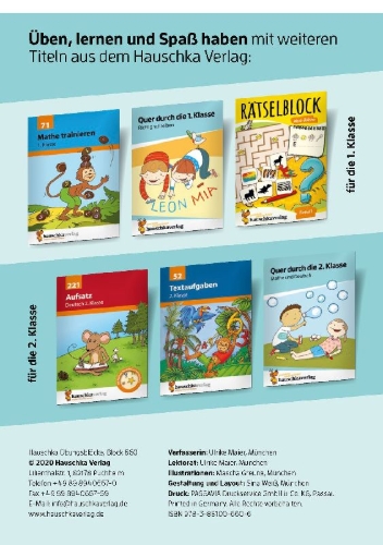Buchcover und Innenansicht für das Buch: Quer durch die 1. Klasse, Lesen üben - A5-Übungsblock