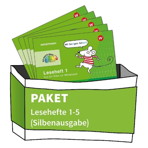 Buchcover und Innenansicht für das Buch: DIE BUNTE REIHE - Deutsch. Lesehefte 1-5 im Paket - Silbenausgabe