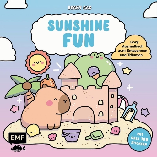Buchcover und Innenansicht für das Buch: Sunshine Fun - Cozy Ausmalbuch zum Entspannen und Träumen