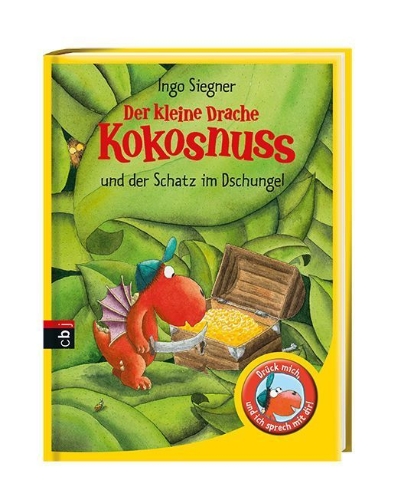 Buchcover und Innenansicht für das Buch: Der kleine Drache Kokosnuss und der Schatz im Dschungel