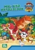 Buchcover und Innenansicht für das Buch: PAW Patrol Kindergartenheft: PAW Patrol - Der Dinofilm: Mal- und Rätselblock
