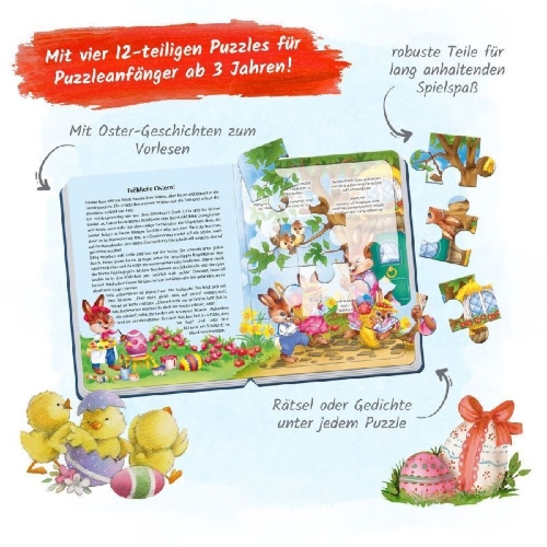 Buchcover und Innenansicht für das Buch: Trötsch Mein liebstes Oster-Puzzlebuch