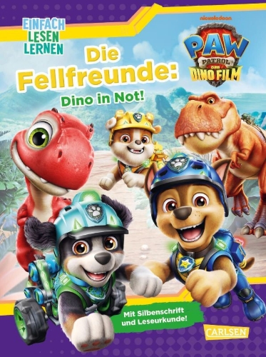 Buchcover und Innenansicht für das Buch: PAW Patrol - The Dino Movie Die Fellfreunde: Dino in Not