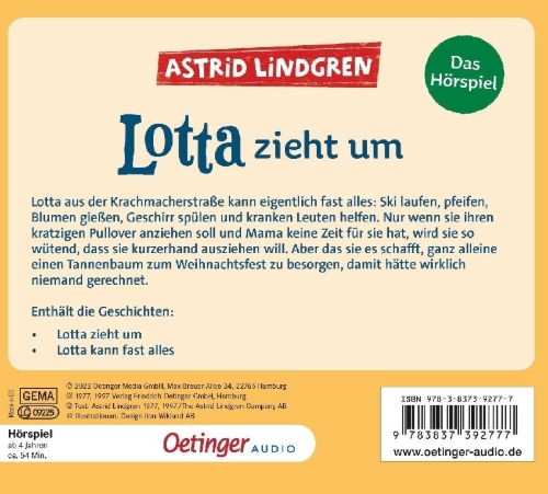 Buchcover und Innenansicht für das Buch: Lotta flyttar hemifrån
