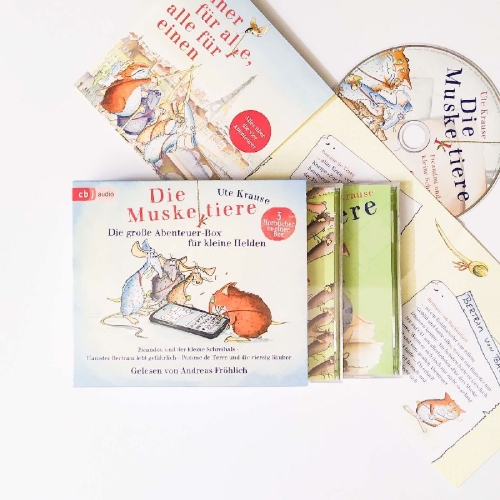 Buchcover und Innenansicht für das Buch: Die Muskeltiere - Die große Abenteuer-Box für kleine Helden