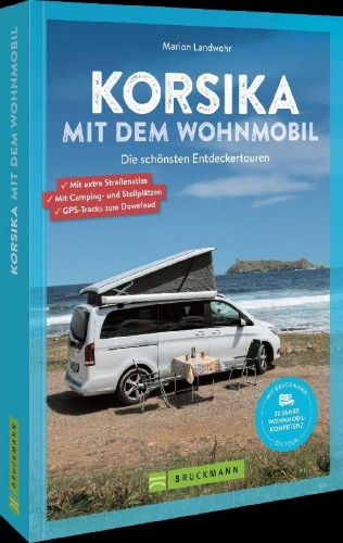 Buchcover und Innenansicht für das Buch: Korsika mit dem Wohnmobil