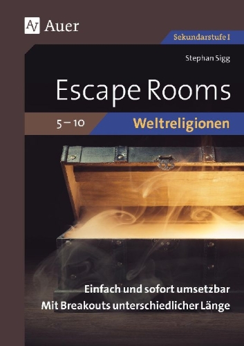 Buchcover und Innenansicht für das Buch: Escape Rooms Weltreligionen 5-10