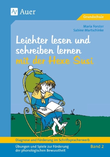 Buchcover und Innenansicht für das Buch: Diagnose und Förderung im Schriftspracherwerb, Leichter lesen und schreiben lernen mit der Hexe Susi