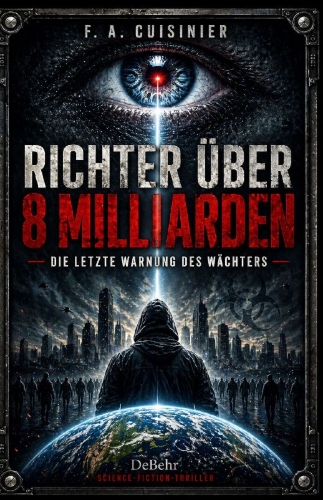 Buchcover und Innenansicht für das Buch: Richter über 8 Milliarden - Die letzte Botschaft des Wächters - Science-Fiction-Thriller