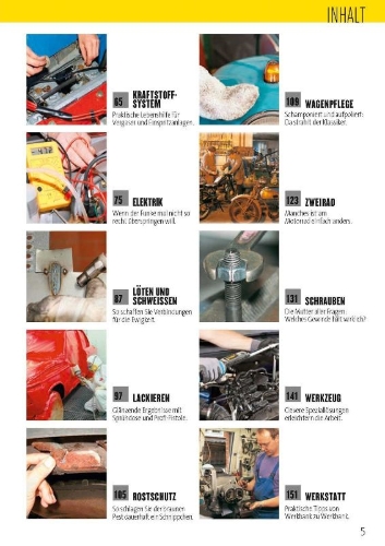 Buchcover und Innenansicht für das Buch: Praxishandbuch Tipps und Tricks für Oldtimer-Fahrer