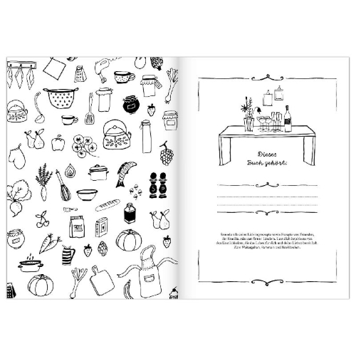 Buchcover und Innenansicht für das Buch: Rezeptbuch zum Selberschreiben in rosa
