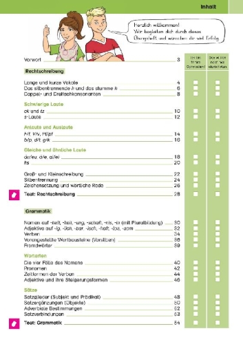 Buchcover und Innenansicht für das Buch: Sicher ins Gymnasium Deutsch 4. Klasse