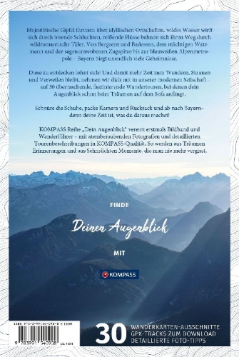 Buchcover und Innenansicht für das Buch: KOMPASS Dein Augenblick Bayern Süd