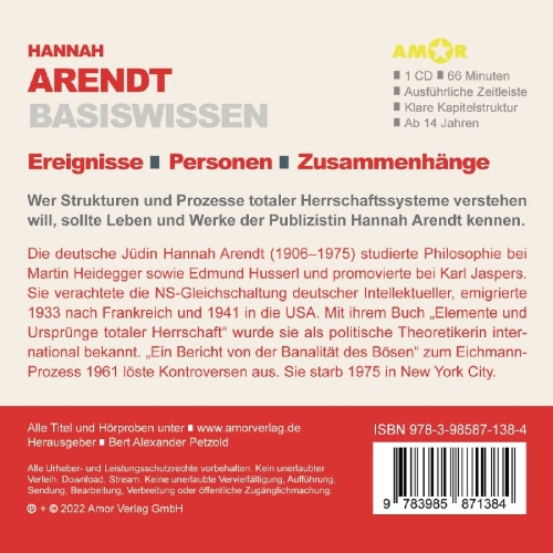 Buchcover und Innenansicht für das Buch: Hannah Arendt - Basiswissen