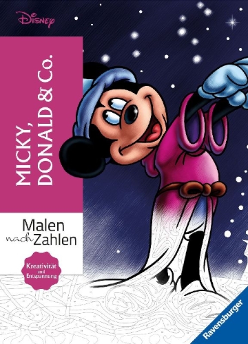 Buchcover und Innenansicht für das Buch: Disney - Malen nach Zahlen: Micky, Donald & Co.