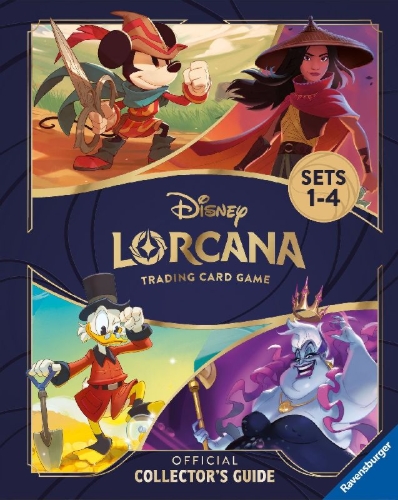 Buchcover und Innenansicht für das Buch: Disney Lorcana Trading Card Game - Official Collector's Guide: Sets 1-4 EN