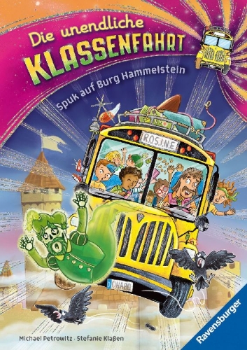Buchcover und Innenansicht für das Buch: Die unendliche Klassenfahrt - Spuk auf Burg Hammelstein