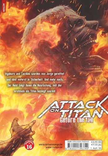 Buchcover und Innenansicht für das Buch: Shingeki no Kyojin - Before the Fall