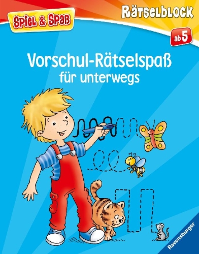 Buchcover und Innenansicht für das Buch: Spiel & Spaß - Vorschul-Rätselspaß für unterwegs
