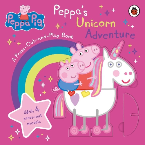 Buchcover und Innenansicht für das Buch: Peppa Pig: Peppa's Unicorn Adventure: A Press-Out-and-Play Book