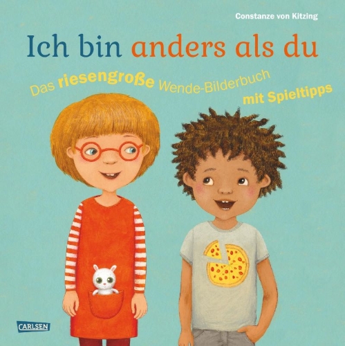 Buchcover und Innenansicht für das Buch: Ich bin anders als du - Ich bin wie du: Das riesengroße Wende-Bilderbuch mit Spieltipps