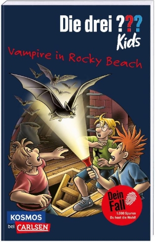 Buchcover und Innenansicht für das Buch: Die drei ??? Kids Dein Fall: Vampire in Rocky Beach