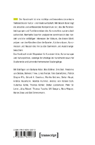 Buchcover und Innenansicht für das Buch: Handbuch Kunstmarkt