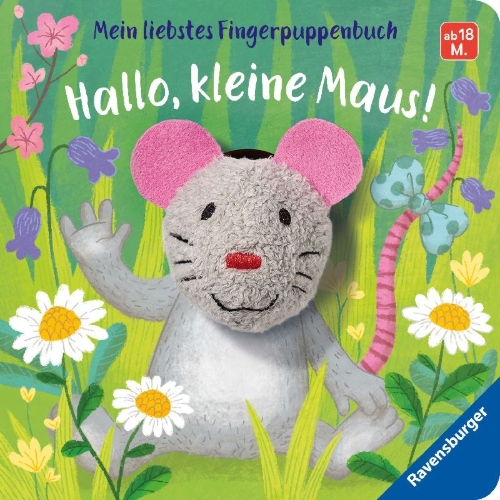 Buchcover und Innenansicht für das Buch: Mein liebstes Fingerpuppenbuch: Hallo, kleine Maus!