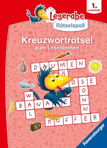 Buchcover und Innenansicht für das Buch: Ravensburger Leserabe Rätselspaß - Kreuzworträtsel zum Lesenlernen - 1. Lesestufe