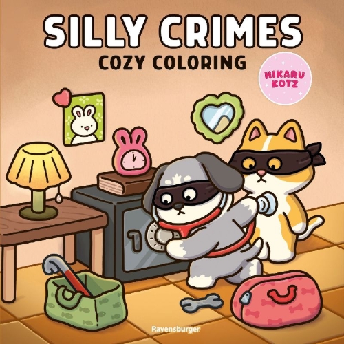 Buchcover und Innenansicht für das Buch: Cozy Coloring - Silly Crimes