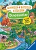 Buchcover und Innenansicht für das Buch: Wimmeln, Rätseln, Stickern: Dinosaurier