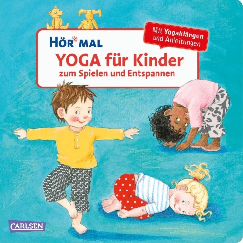 Buchcover und Innenansicht für das Buch: Hör mal (Soundbuch): Yoga für Kinder zum Spielen und Entspannen